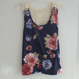 Forever 21 Navy Floral Lace Tank Top